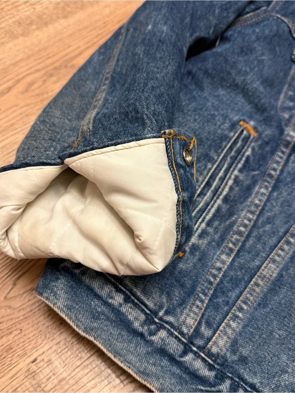 Vintage 80s Levi’s 70608 Denim Sherpa Trucker Jacket Made In USA Size Medium 40 - Picture 14 of 15